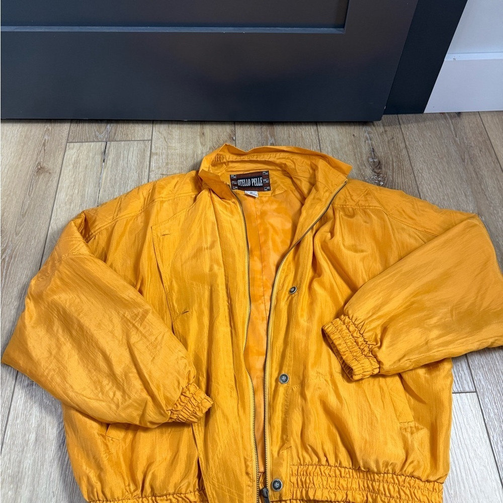 Vintage 80s 90s Otello Pelle Women's Windbreaker Size XL Gold 100% Silk - Picture 6 of 11